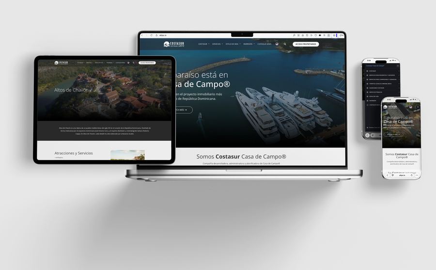 Costasur Casa de Campo website on laptop, tablet and phones