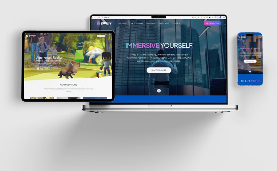 Goopy website on laptop, tablet and phone