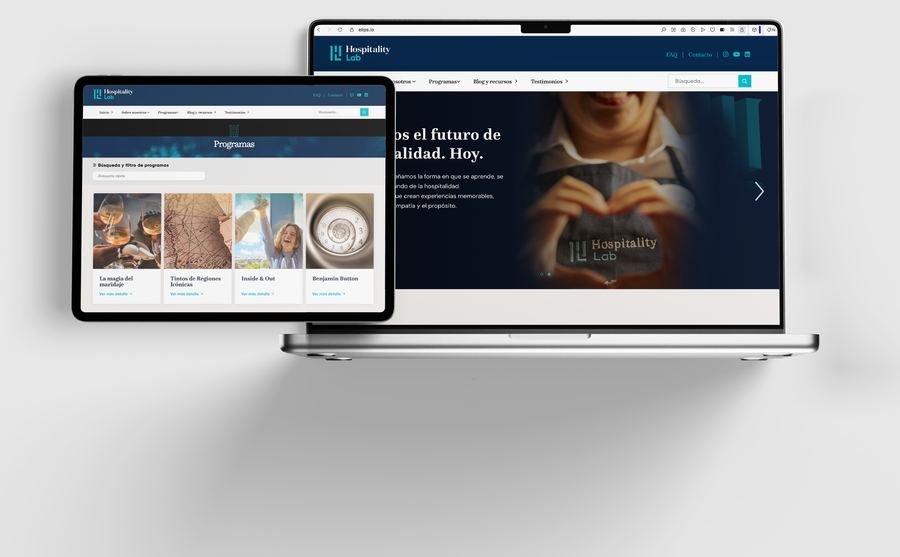 Hospitality Lab website on laptop and tablet
