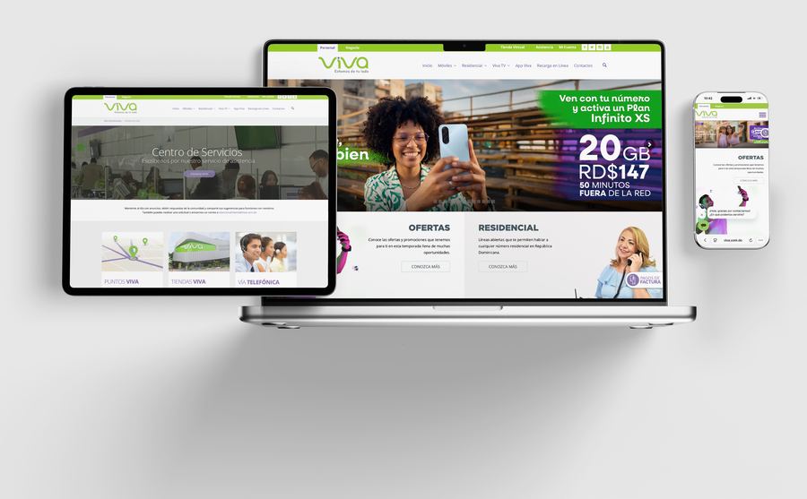 Viva Dominicana website on laptop, tablet and phone